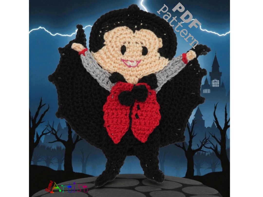 Vampire Weekend Croakerman Pattern Crochet Pattern Vampire Dracula Halloween Applique Patch US Version ...