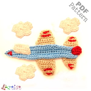 Crochet Pattern Aircraft Jet Applique Patch US version Instant PDF Download