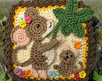 Crochet Mouse Applique Pattern: Easy Granny Square Patch (PDF Download)