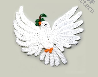 Crochet Pattern - Instant PDF Download - Dove Peace symbol crochet pattern applique