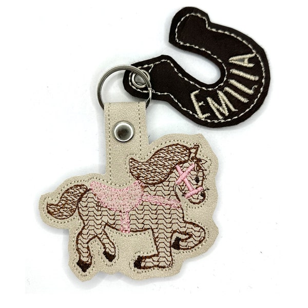 Schlüsselanhänger Name Anhänger personalisiert Schlüsselring Horse Pony Kofferanhänger Schultasche Schulranzen Name
