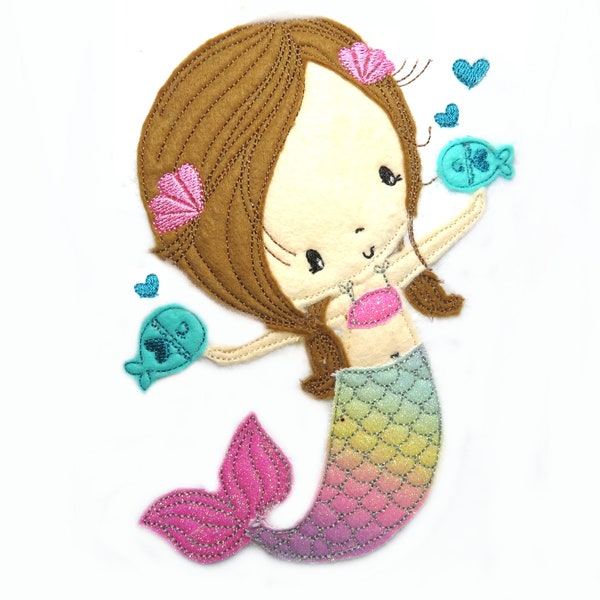 Applikation Mermaid Felt Applique -  free color choice Aufnäher parche patch Aufbügel