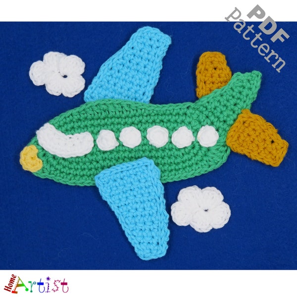 Crochet Pattern - Instant PDF Download - Airplane 2 crochet Applique Pattern applique