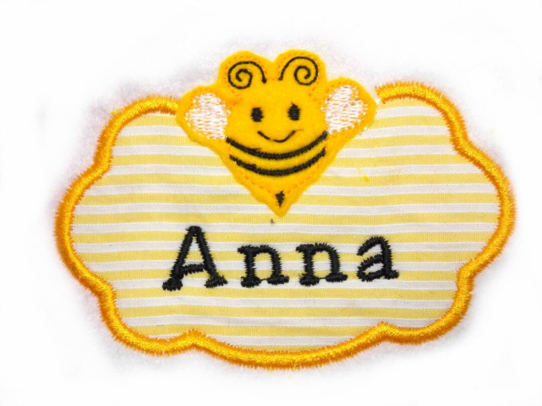 Applikation Biene Felt Applique Name Patch Namensschild Etsy