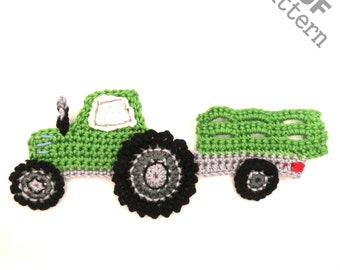 Crochet Pattern - Instant PDF Download - Tractor crochet Pattern applique