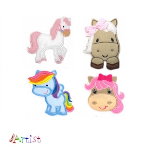 Applikation Horse Pony  Felt Applique -  free color choice Aufnäher parche patch Aufbügel Bügelbild Kindermode Kleidung Stickerei