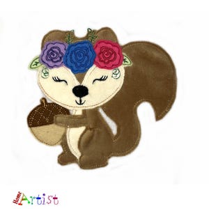 Squirrel Felt Applique: Embroidered Patch, Free Color Choice