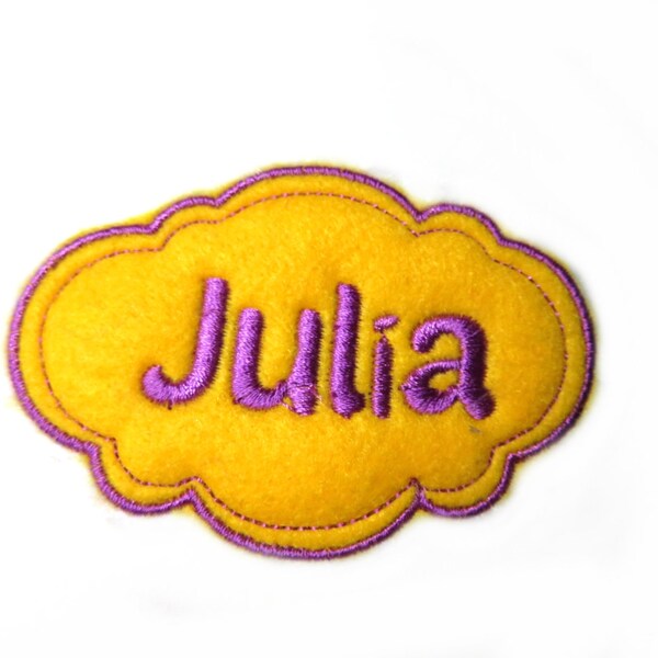 Applikation Wunschname Namensschild gestickt bestickt mit Wunschtext  Felt Applique Name Patch -  free color choice Aufnäher