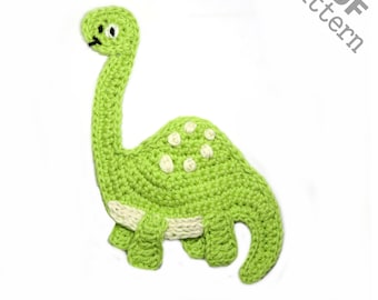 Crochet Pattern - Instant PDF Download - Brontosaurus Dino crochet pattern applique