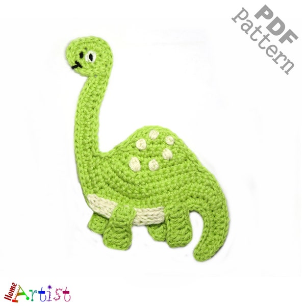 Crochet Pattern - Instant PDF Download - Brontosaurus Dino crochet pattern applique