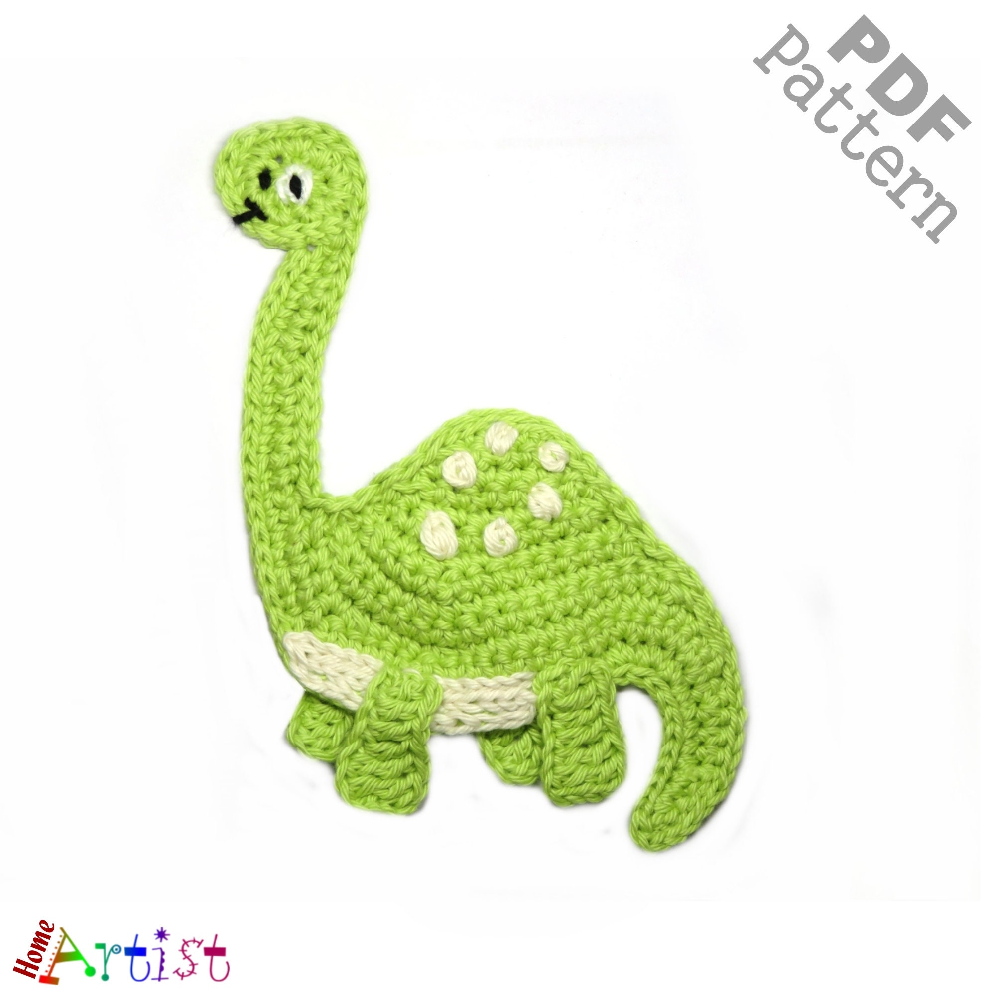 Crochet Pattern Dinosaur Brontosaurus Dino Applique Patch