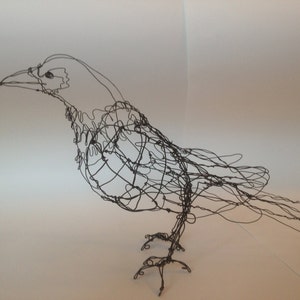 Standing Black Raven-Wire Drawing Sculpture art