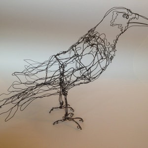 Standing Black Raven-Wire Drawing Sculpture art