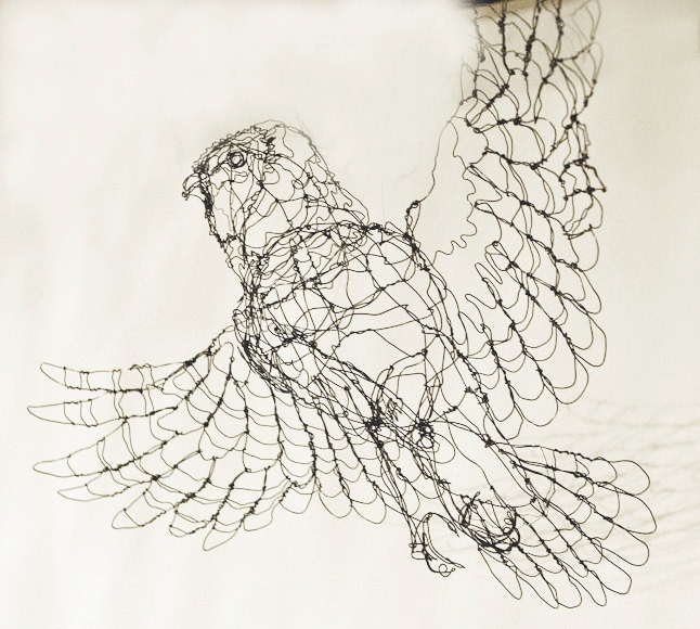 Barred Owl-Wire Drawing Sculpture Art