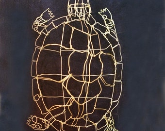 Silver Turtle Wire Drawing Sculpture