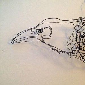 Flying Black Raven-Wire Drawing Sculpture art image 2
