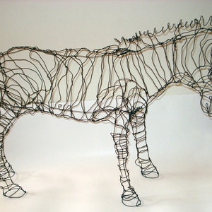 12-inch Stripey Zebra-Wire Drawing Sculpture Art image 3