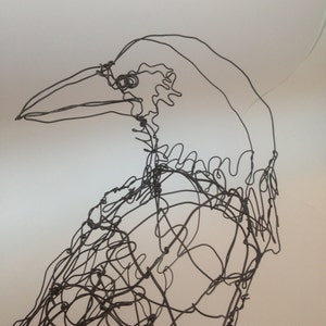 Standing Black Raven-Wire Drawing Sculpture art image 2