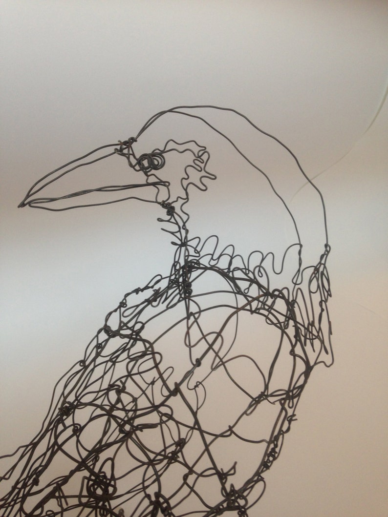 Standing Black Raven-Wire Drawing Sculpture art image 2