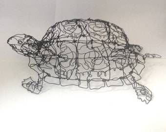 Box Turtle Wire Drawing Sculpture Art