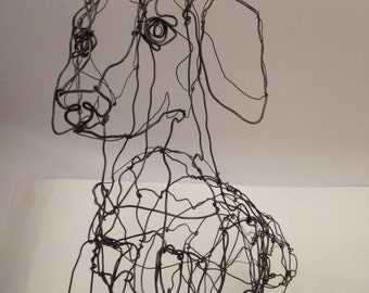 Dachshund-Wire Dog Drawing Sculpture Art