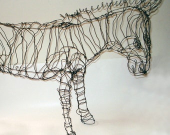12-inch Stripey Zebra-Wire Drawing Sculpture Art