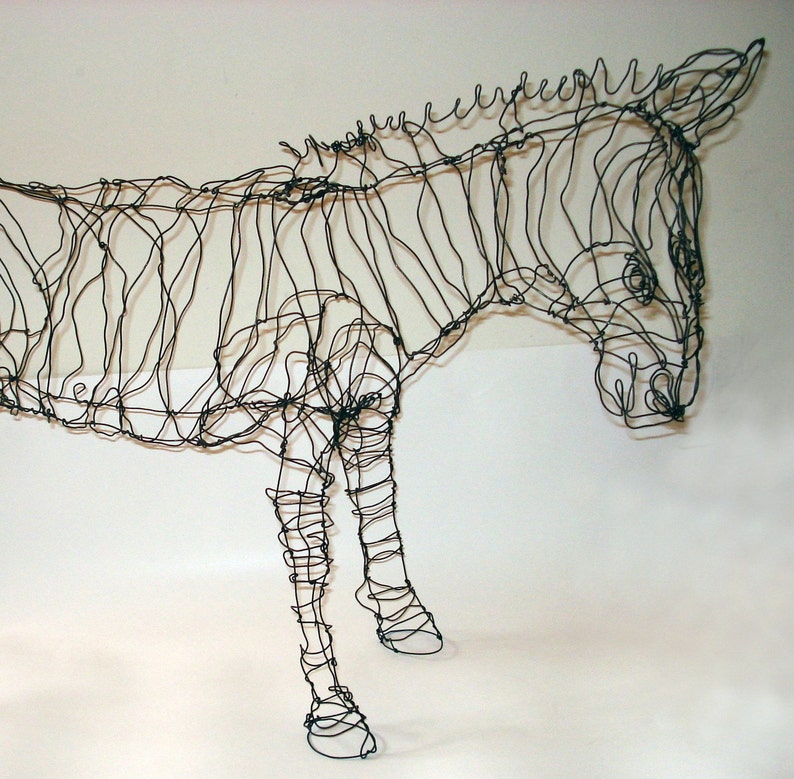 12-inch Stripey Zebra-Wire Drawing Sculpture Art image 1