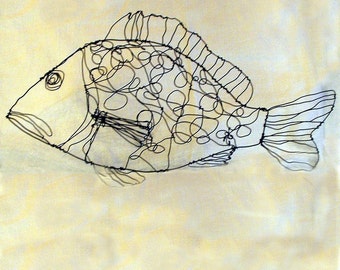 Dotty Fish--Wire Drawing Sculpture art