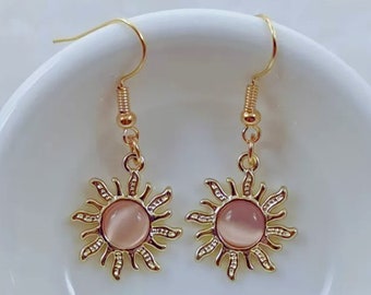 Sun earrings, drop ear-rings for woman summer jewelry