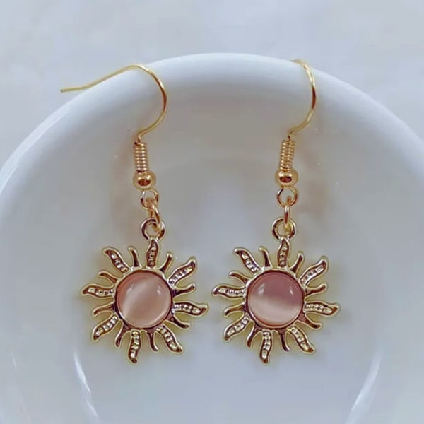Sun earrings, drop ear-rings for woman summer jewelry