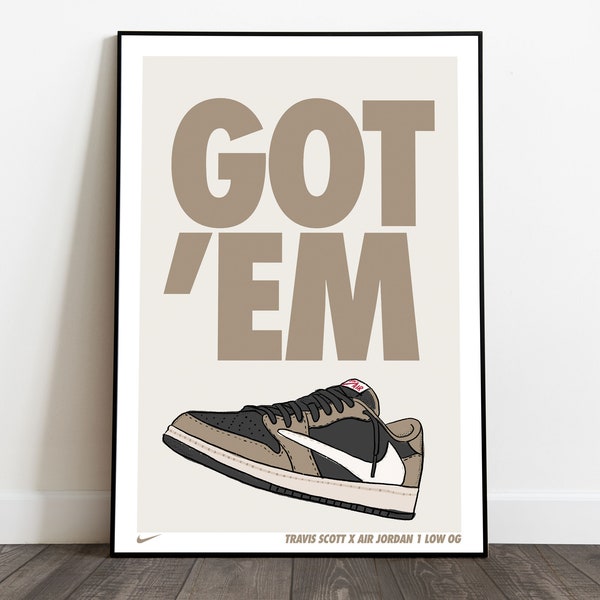 Nike Poster Travis Scott x Air Jordan 1 Low OG Poster Print Wall Art