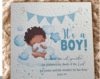 Christian Baby Boy, Baby girl  Arrival Card, Christian Scripture, Hammered Cardstock
