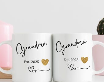 Personalised Grandma Mug, Baby Announcement Gift, Established Year (Ceramic)