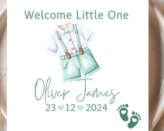 Personalised New baby card in subtle fresh colours