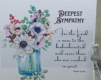 Christian religious sympathy card on quality hammered white card