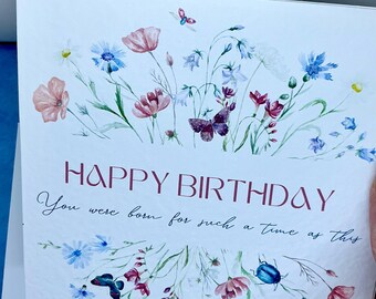 Christian Birthday Card, Floral Design, Christian Scripture