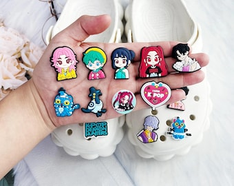Set de 16/18 piezas de accesorios de dibujos animados para zapatos de Demon Hunters (Kpop, DIY) para niños