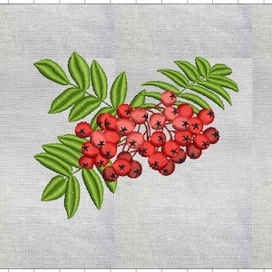 Machine Embroidery File - Berry Bouquet - Realistic, sorbus aucuparia - Instant Download