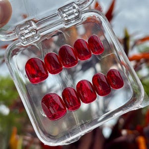 Glossy Ruby Red, Press On Nails: Handmade and Reusable