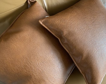 Leather Throw Pillow Cover, Minimalist Throw Pillow Cover