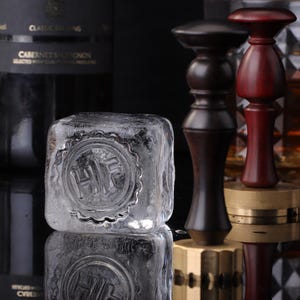 Custom Brass Ice Stamp: Personalized Whiskey Barware Gift