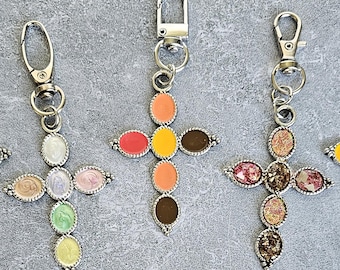 Cross KEYCHAINS or Zipper Pulls,  Handmade with Resin, Choose your favorite by BPWaters