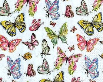 2 (Two) Paper Lunch Napkins for Decoupage/Mixed Media - Butterfly Medley