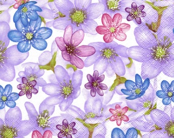 2 (Two) Paper Lunch Napkins for Decoupage/Mixed Media - Liverleaf Meadow lavender daisies