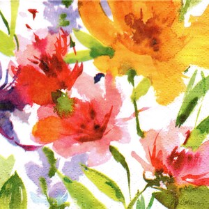2 (Two) Paper Lunch Napkins for Decoupage/Mixed Media - Ginger Floral Flowers