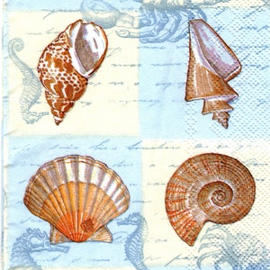 2 (Two) Paper Guest/Buffet Napkins for Decoupage/Mixed Media - Seashells