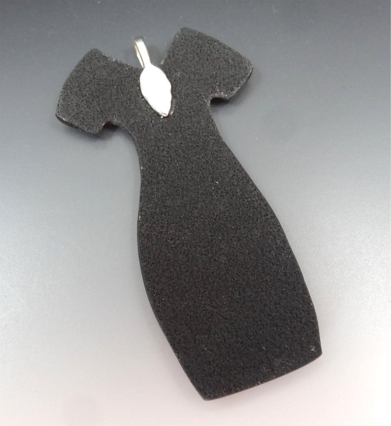 PENDANT NECKLACE Black Dress HANDMADE Shrink Plastic by Barbara Poland-Waters