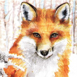 2 (Two) Paper Beverage/Cocktail Napkins for Decoupage/Mixed Media - Giorgia the winter fox