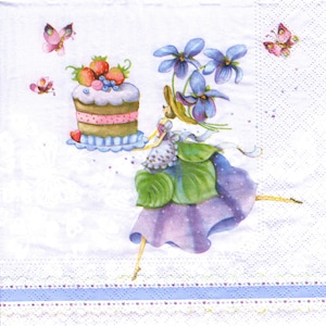 2 (Two) Paper Lunch Napkins for Decoupage/Mixed Media - Purple Dreams girl with violets