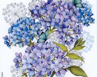 2 (Two) Paper Lunch Napkins for Decoupage/Mixed Media - Hydrangea Provencale flowers floral